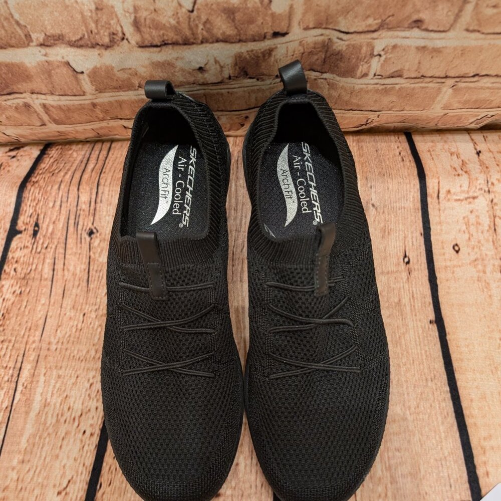 Skechers Arch Fit Flex Black Knit Slip-On Sneakers Size 10 Like NEW - Picture 5 of 16